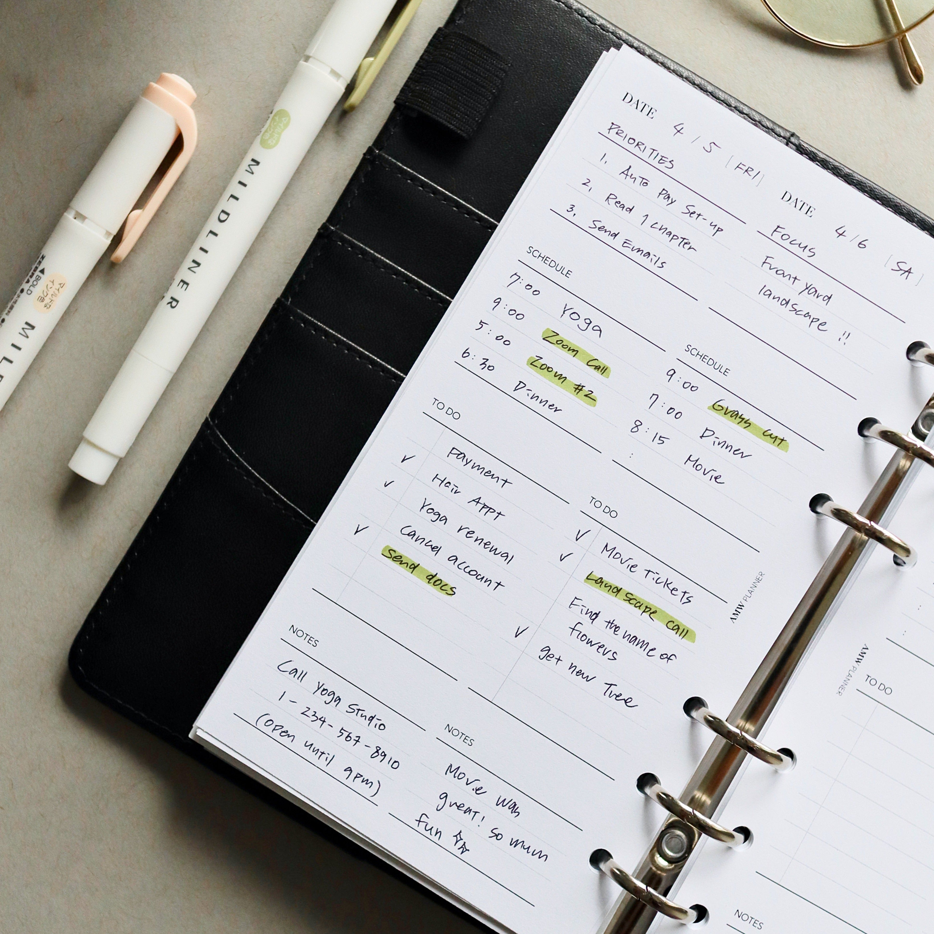 Daily Planner | 2 Days on 1 Page