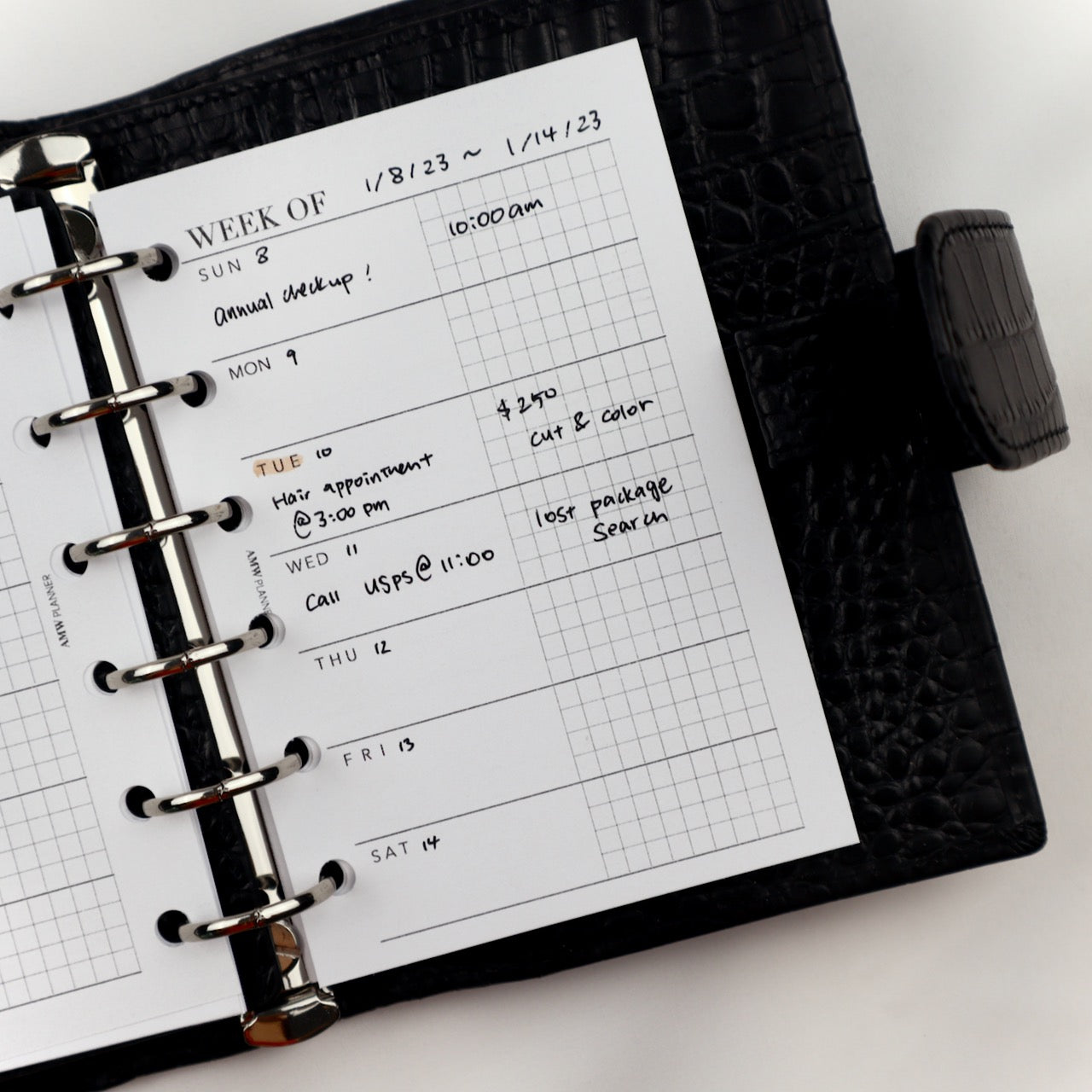 Weekly on one page Horizontal Style