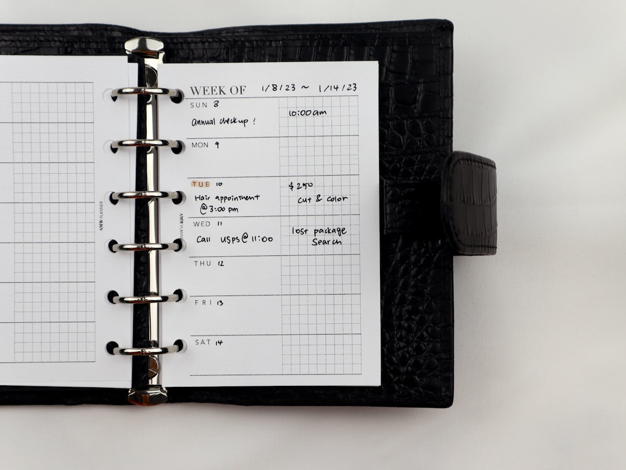 Weekly on one page Horizontal Style