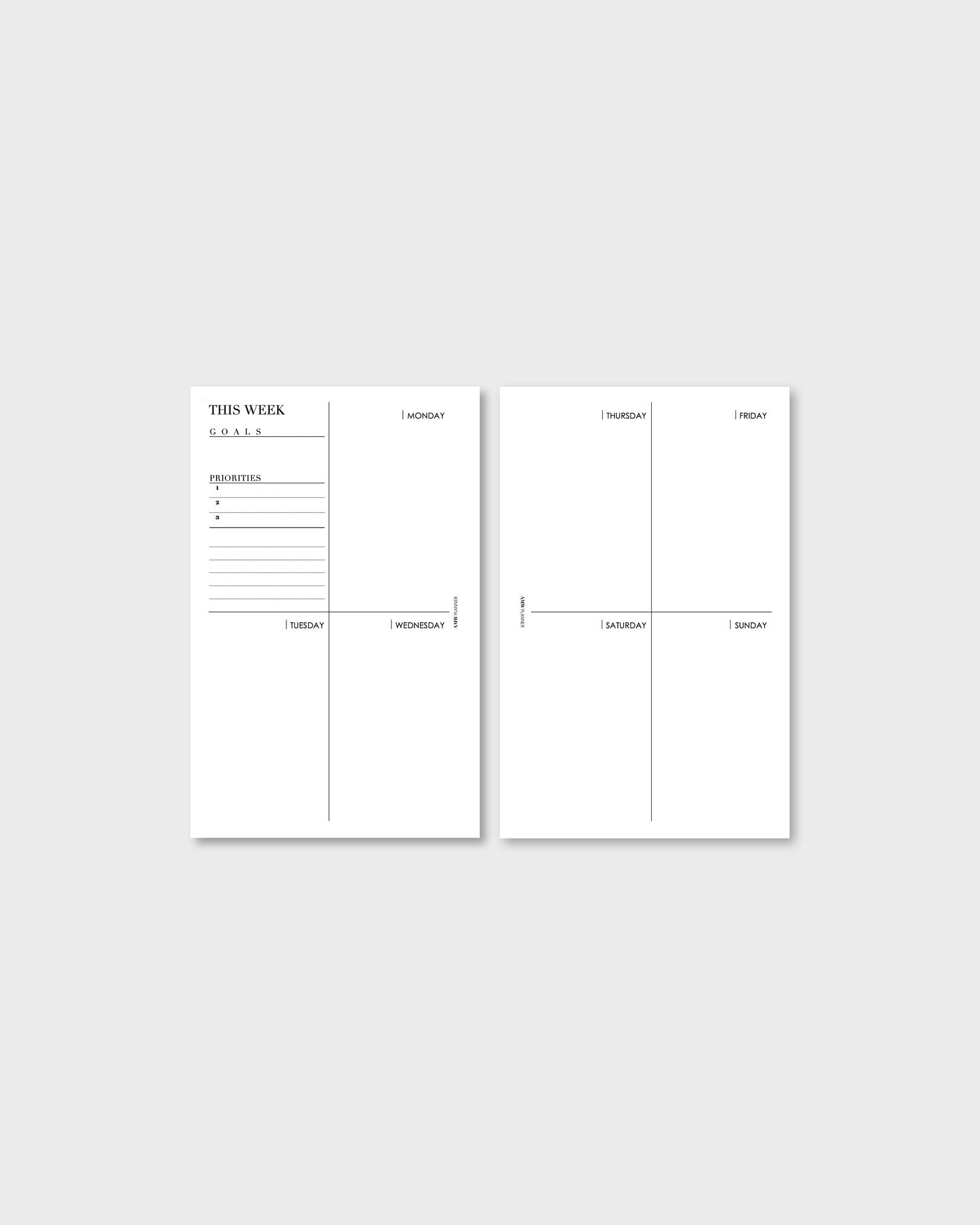 Weekly Box Style Planner Inserts