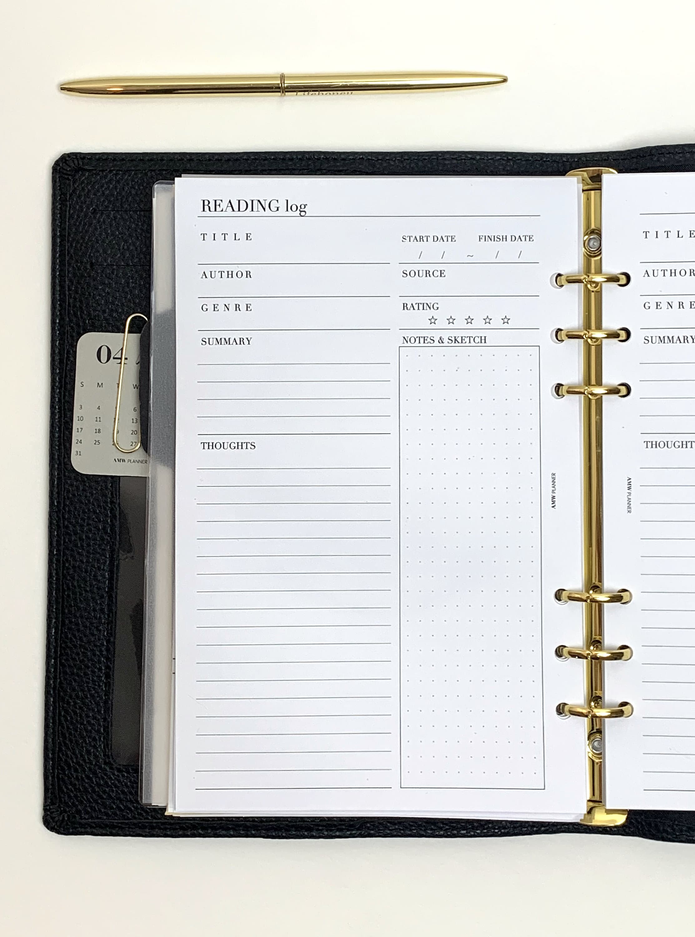 Reading Log, Book Journal inserts