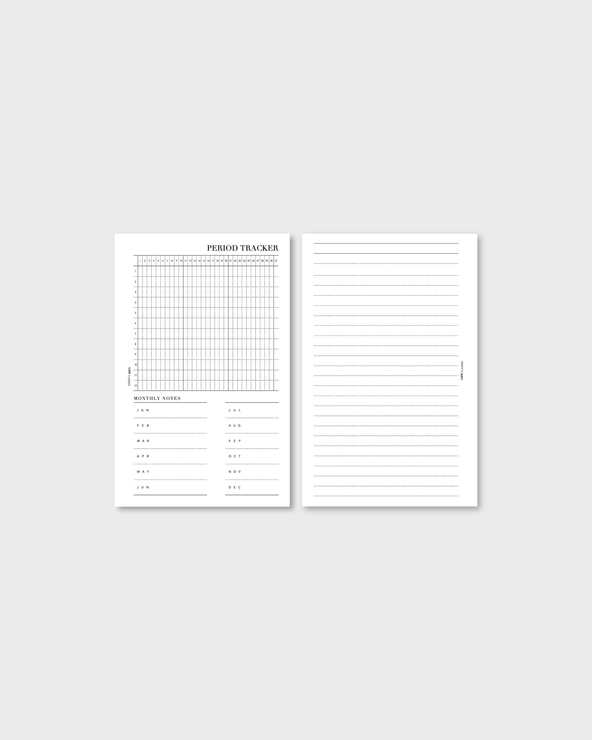 Period, Menstrual Cycle Tracker Inserts